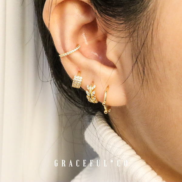 Olive Leaf Huggie Earrings - Gracefulandco