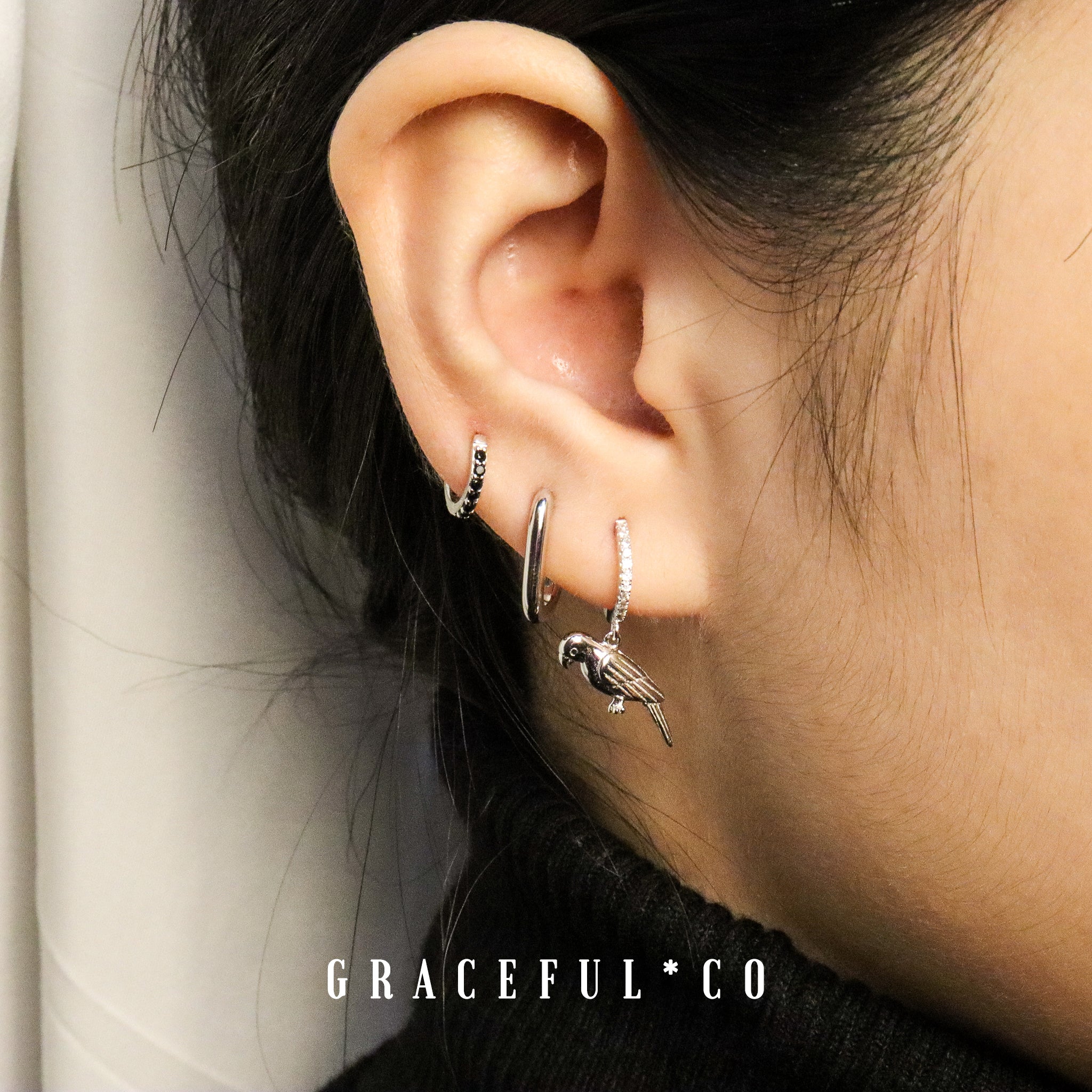 Sparkling Black Pave Huggie Earings - Gracefulandco