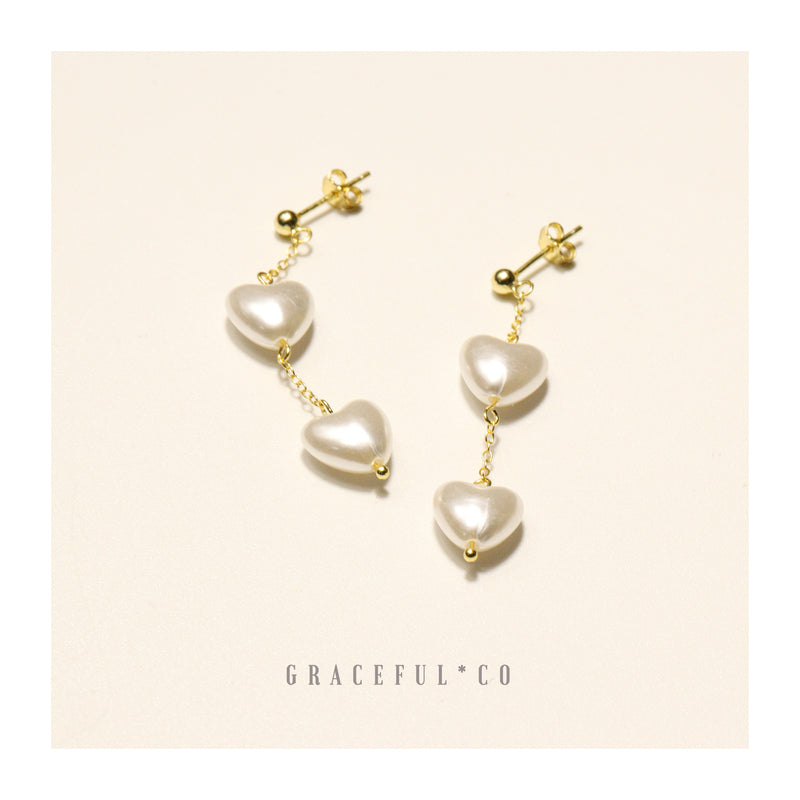 Lovely Pearl Chain Stud Earrings