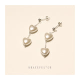 Lovely Pearl Chain Stud Earrings