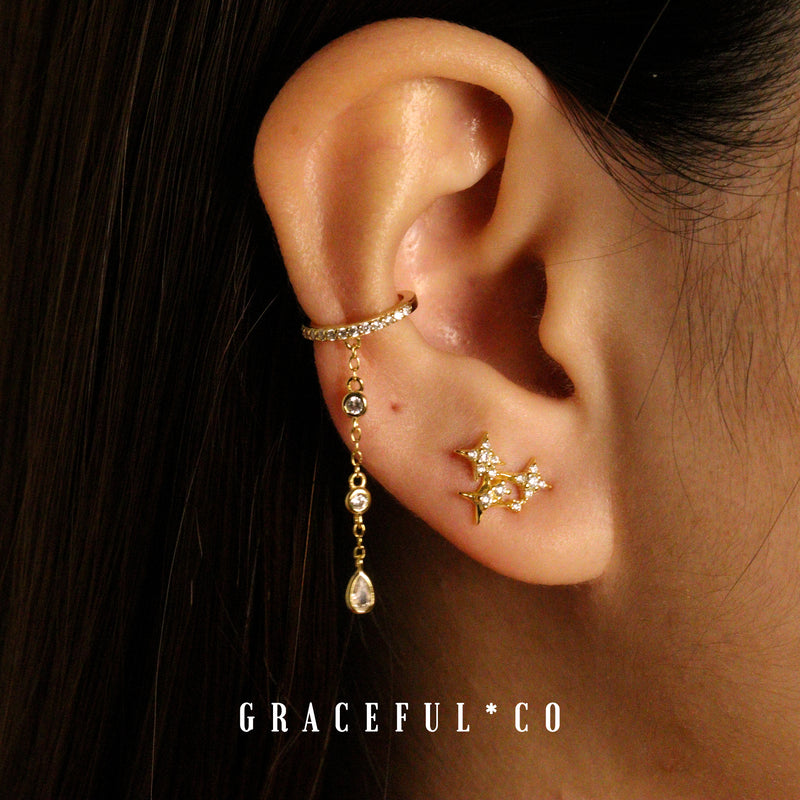 Stellar Diamond Chain Ear Cuff