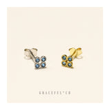 Sapphire Sea Clover Stud Earrings