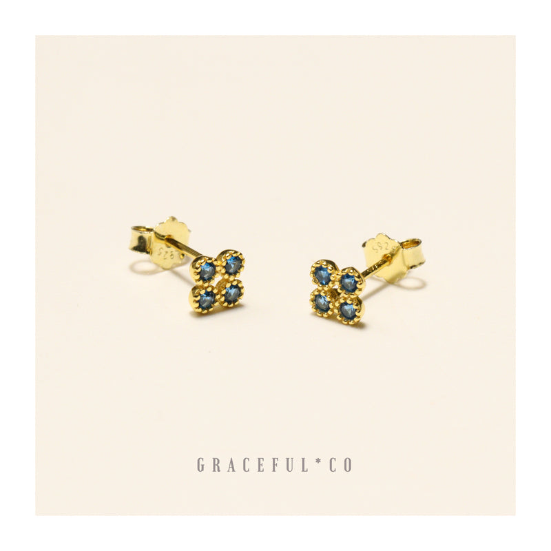 Sapphire Sea Clover Stud Earrings