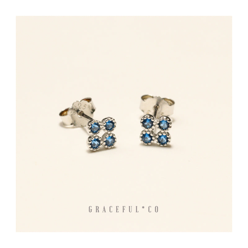 Sapphire Sea Clover Stud Earrings