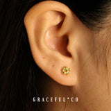 Lush Green Flower Stud Earrings