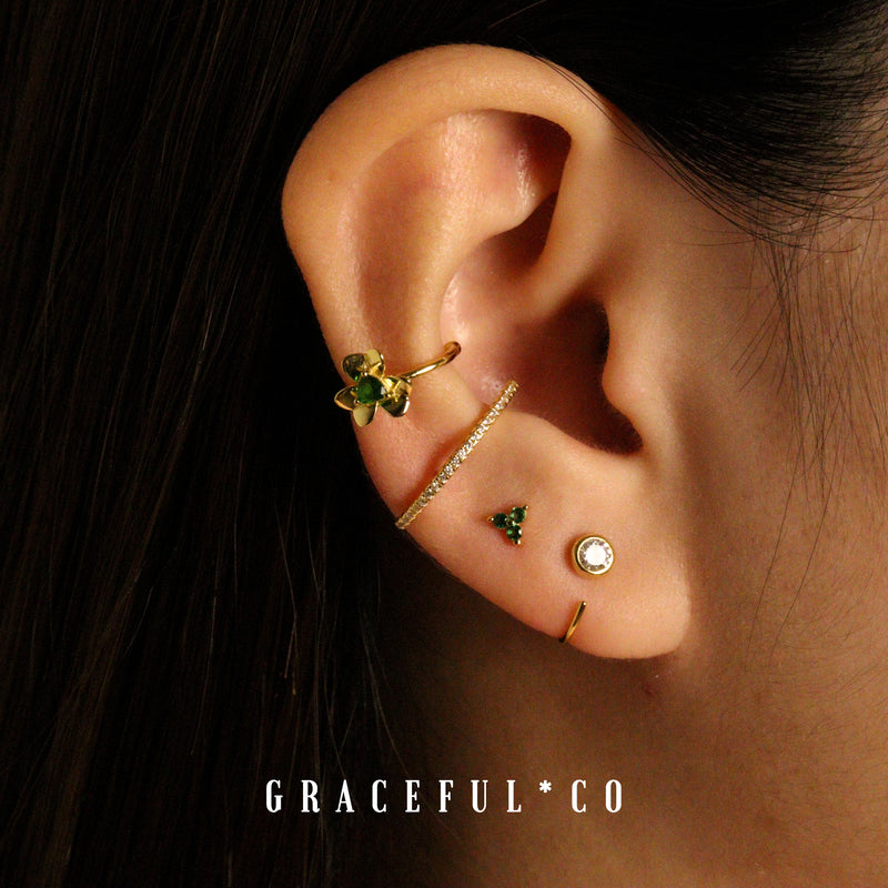 Trio Emerald Clover Stud Earrings