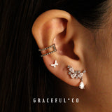 Skull Butterfly Back Ball Earrings