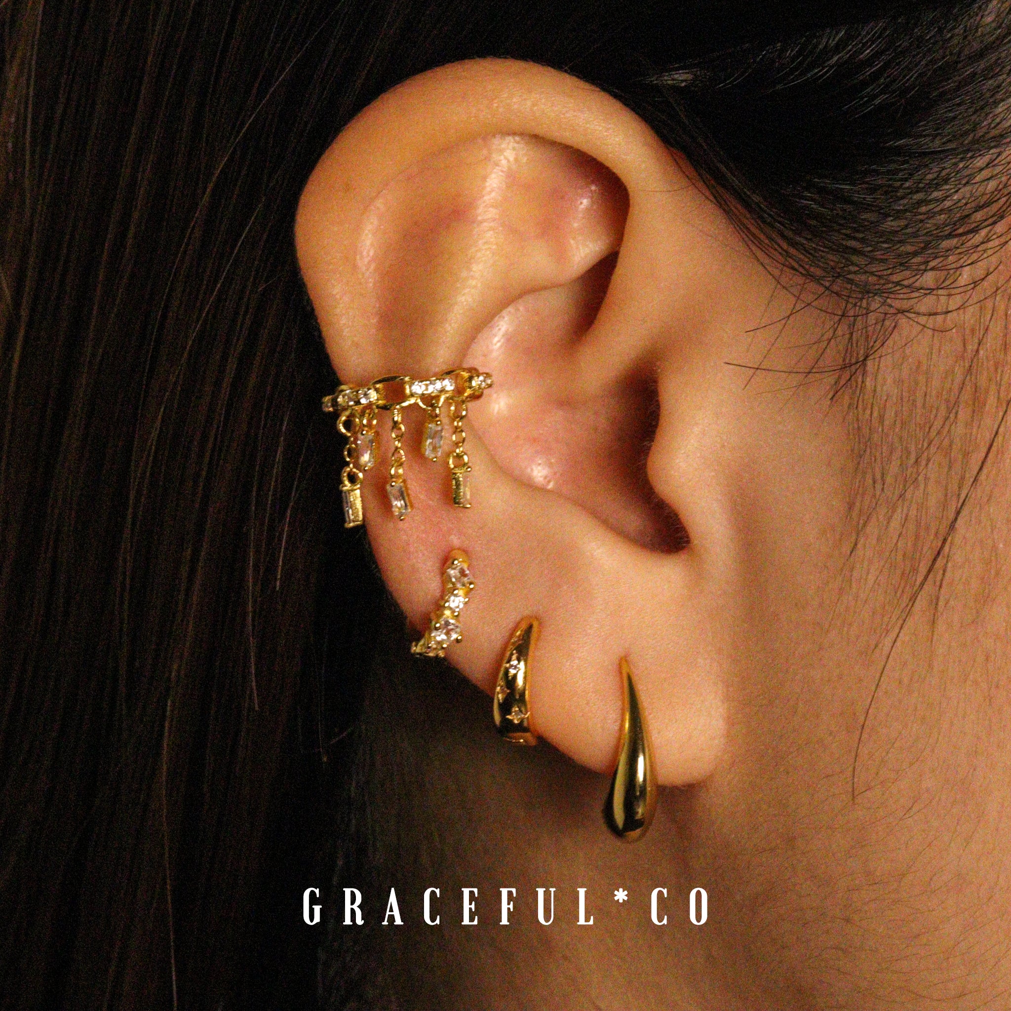 Baguette Lattice Chain Ear Cuff