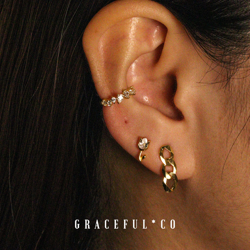 Harper Gold Chain Stud Earrings