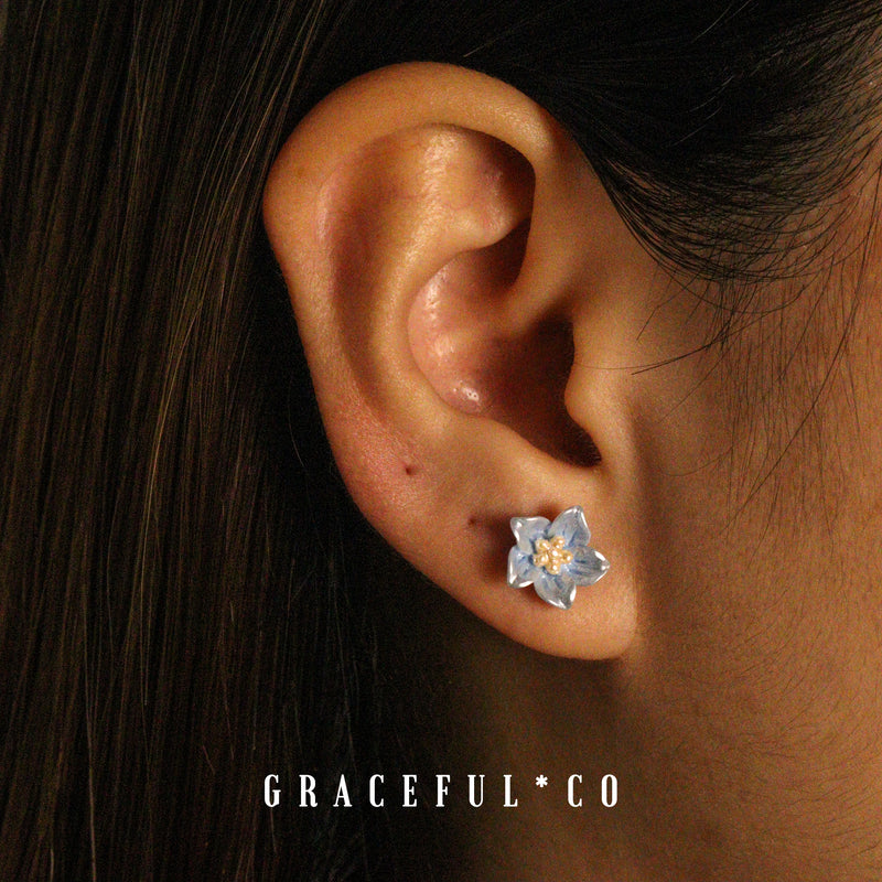 Sapphire Blue Blossom Stud Earrings