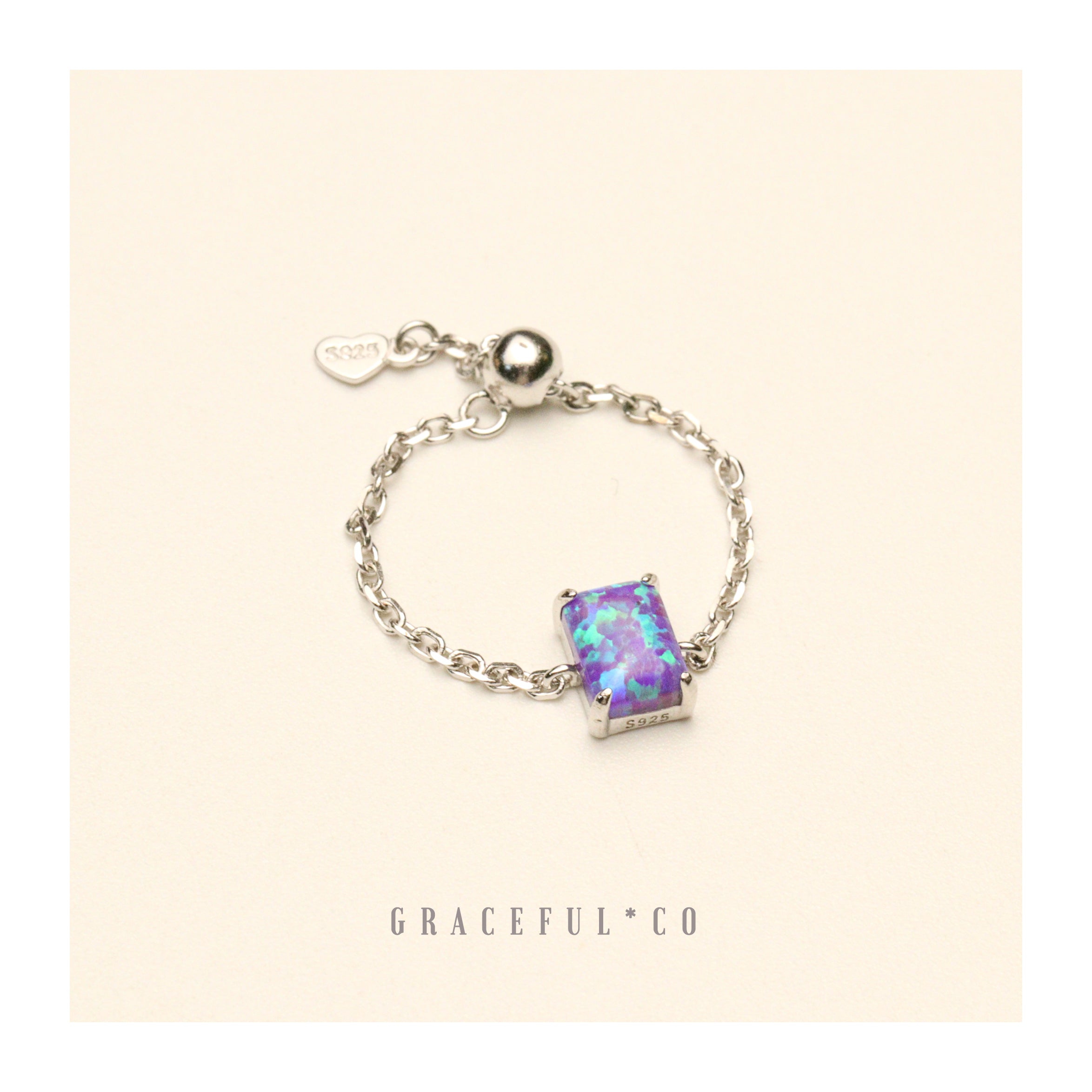 Violet Flame Opal Chain Ring