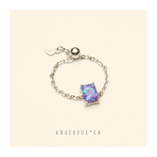 Violet Flame Opal Chain Ring