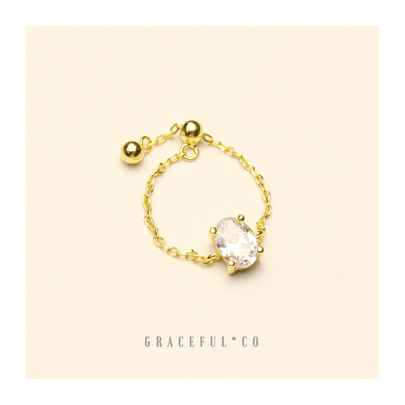 Golden Diamond Radiance Chain Ring - Gracefulandco