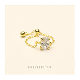 Golden Diamond Radiance Chain Ring - Gracefulandco