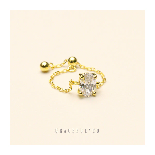 Golden Diamond Radiance Chain Ring - Gracefulandco