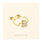 Golden Diamond Radiance Chain Ring - Gracefulandco