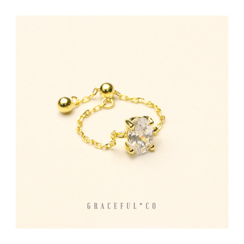 Golden Diamond Radiance Chain Ring - Gracefulandco