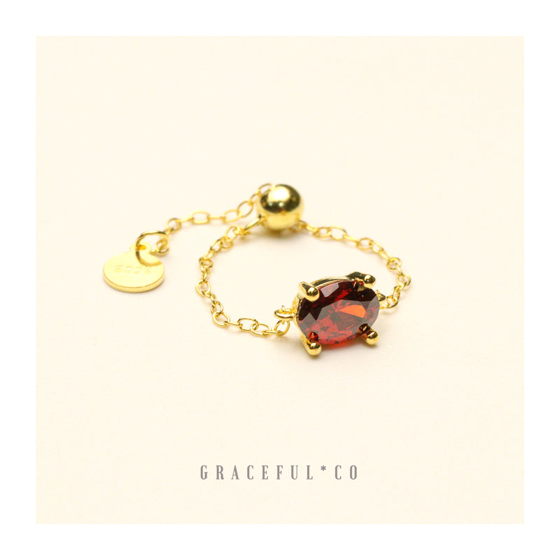 Scarlet Gem Chain Ring