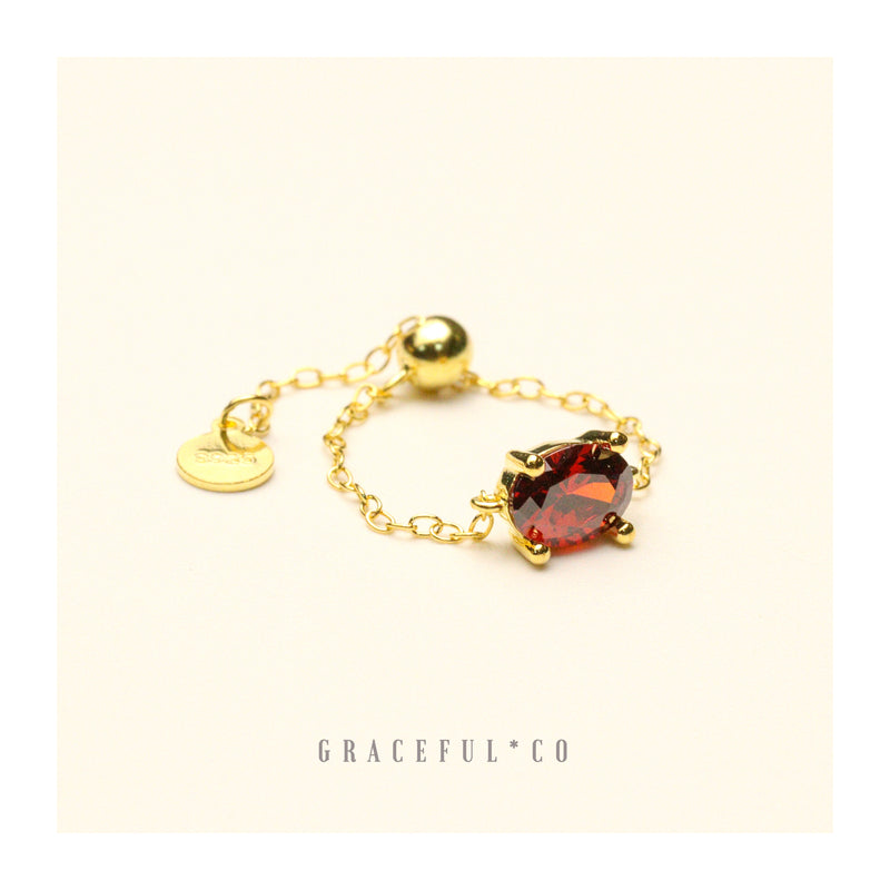 Scarlet Gem Chain Ring