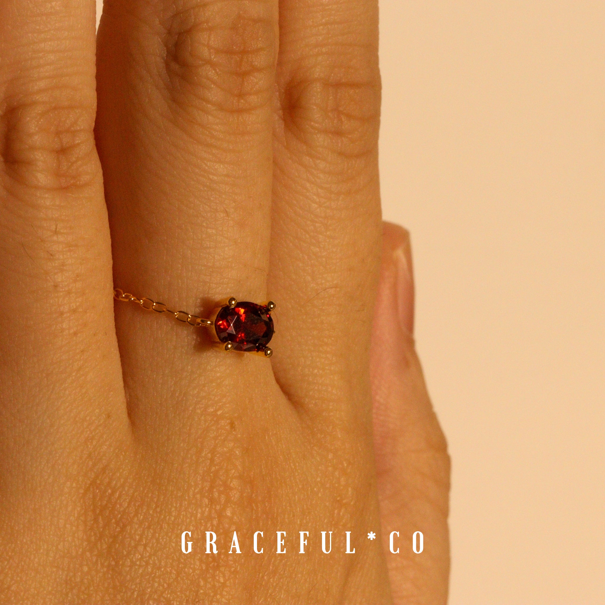 Scarlet Gem Chain Ring