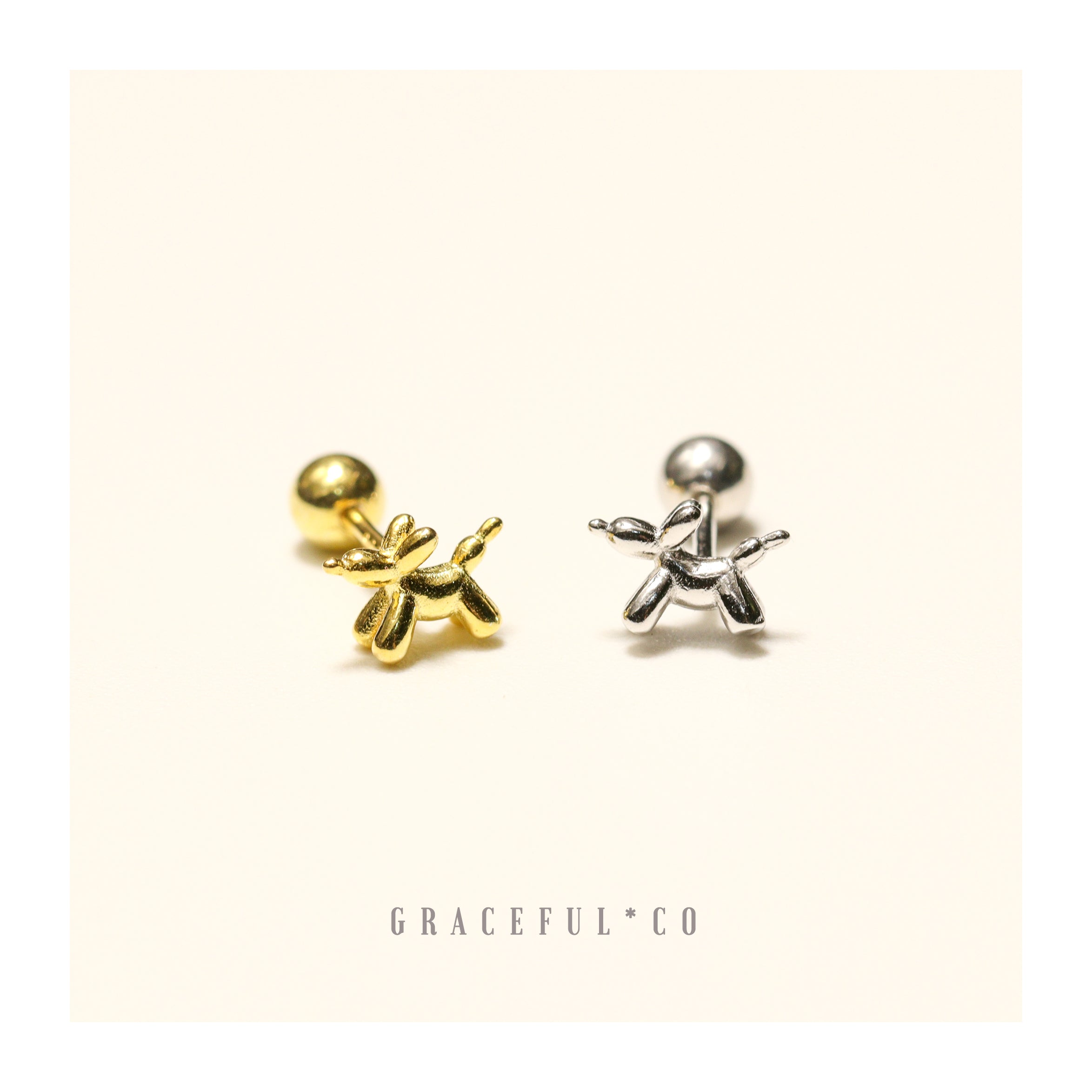 Balloon Dog Ball Back Earrings