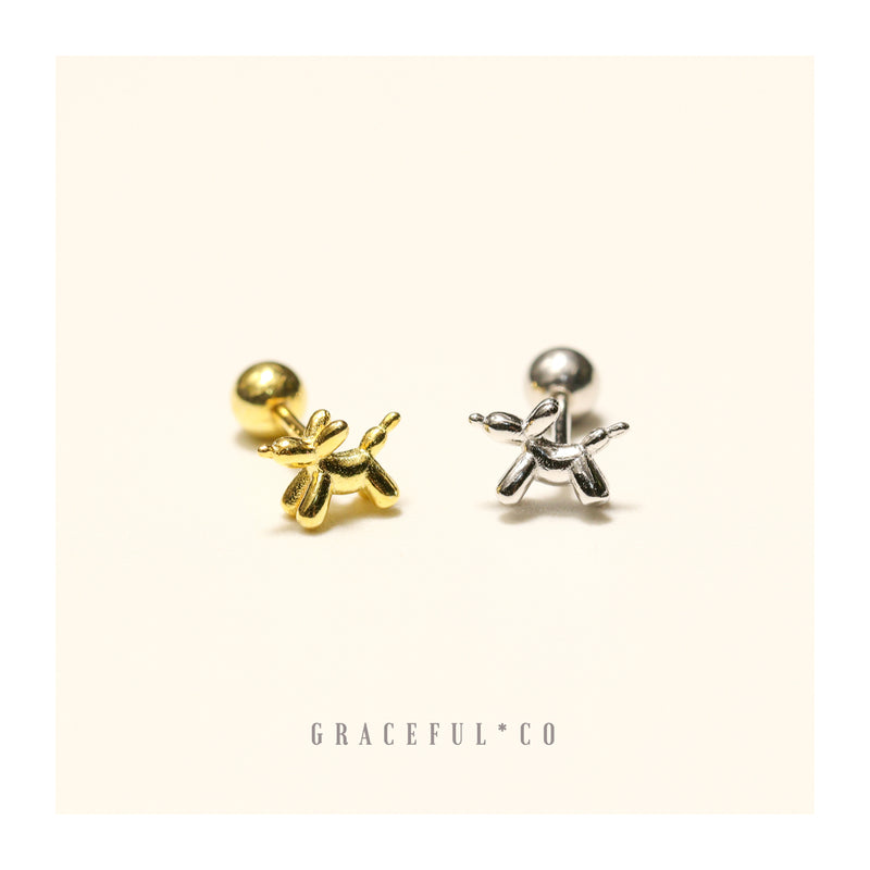 Balloon Dog Ball Back Earrings