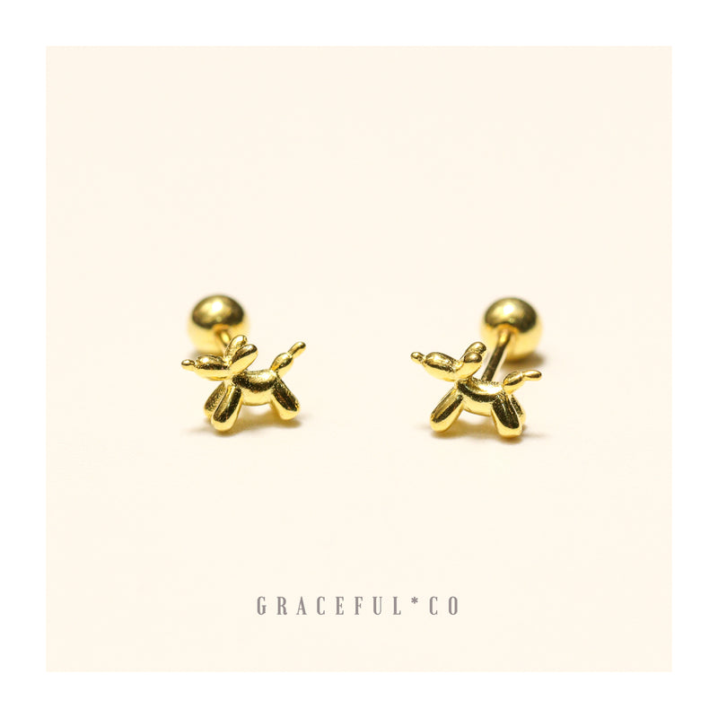 Balloon Dog Ball Back Earrings