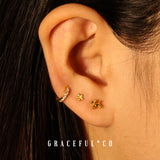 Cute Flower Ball Back Earrings