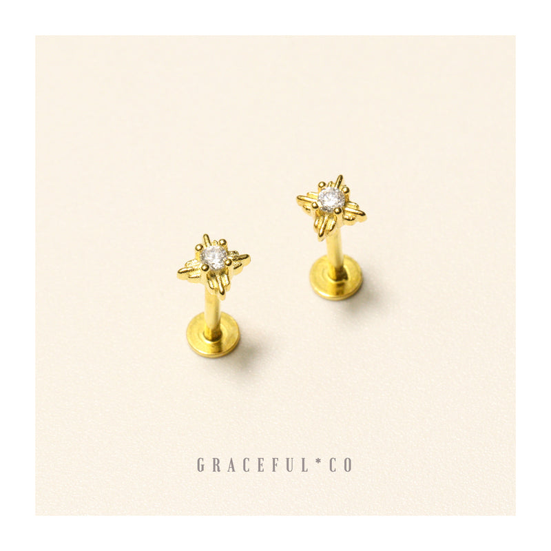 Sacred Solitaire Star Flatback Earrings