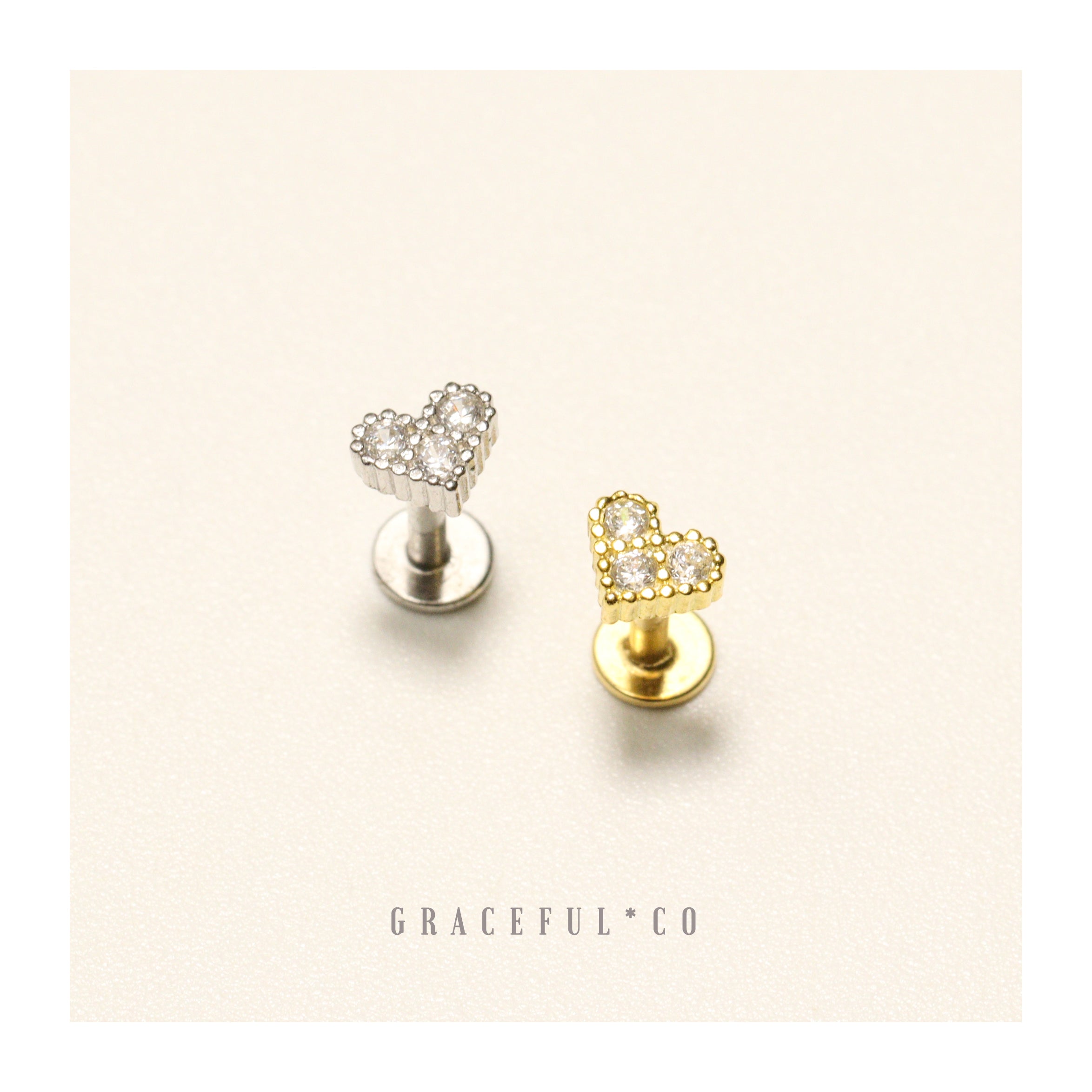 人気ブランド【PAVOI】Heart Stud Flat Backピアス Amazon.com: PAVOI Rhodium Plated Double Sided Heart Flat