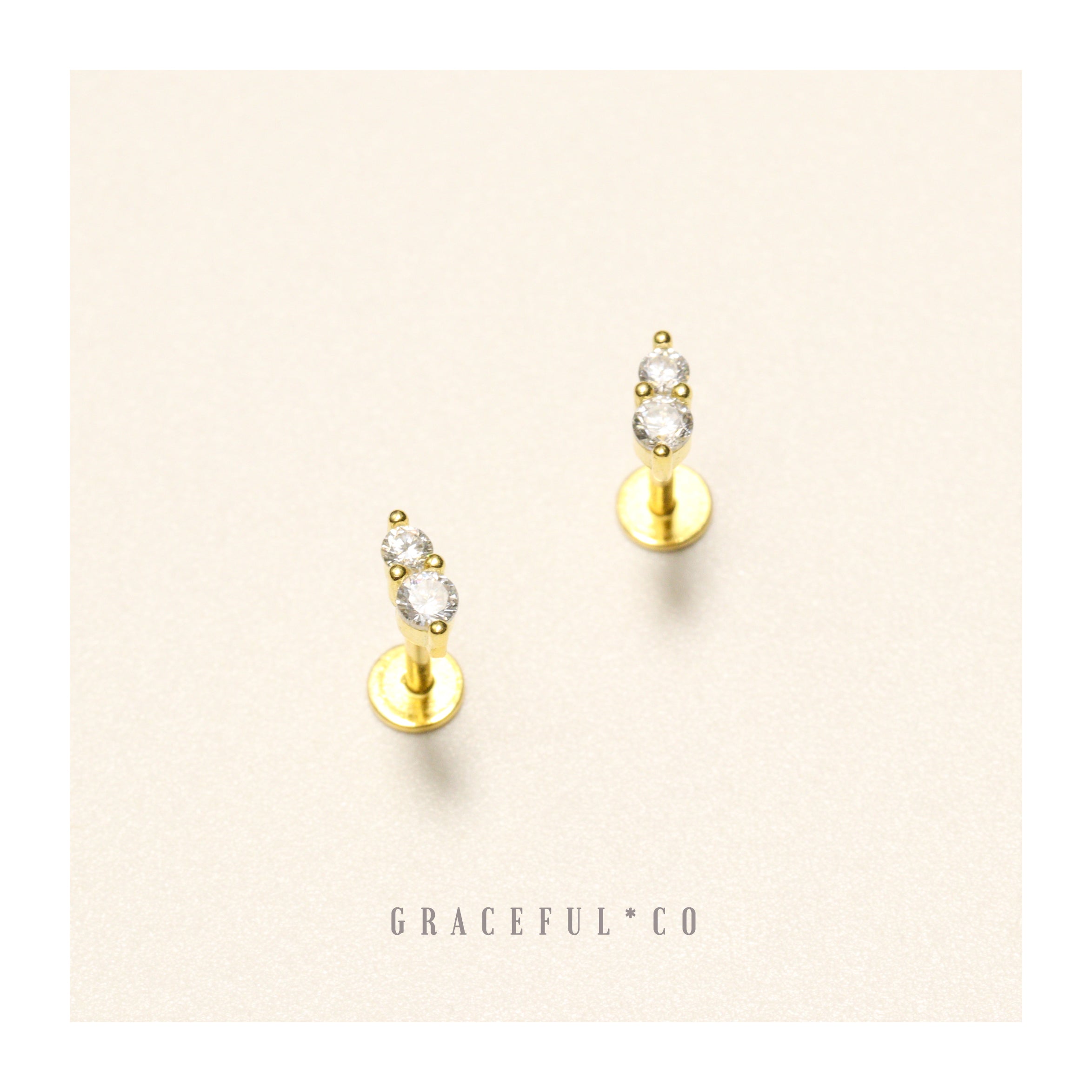 Duo Brilliance Ivory Gem Flatback Earrings