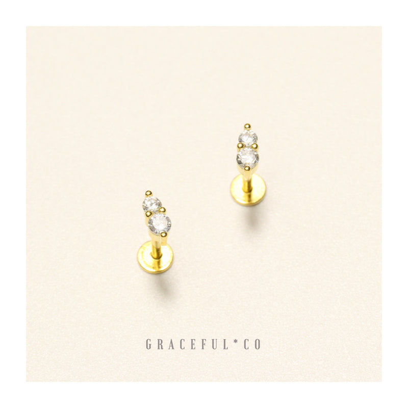 Duo Brilliance Ivory Gem Flatback Earrings