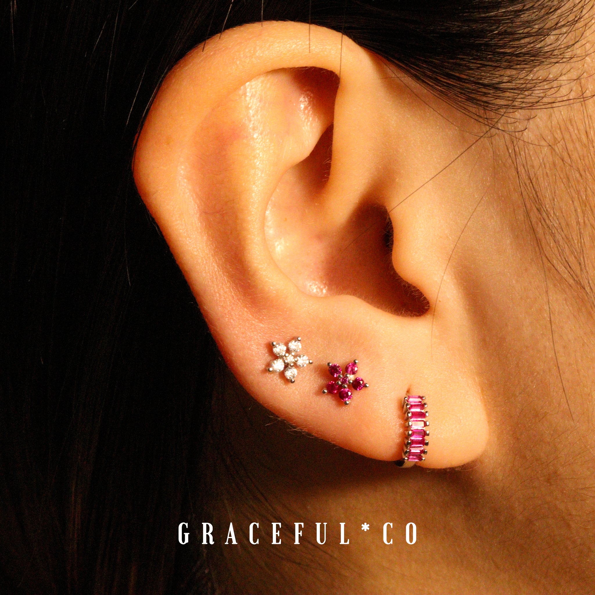 Sakura Pink Flower Bloom Flatback Earrings