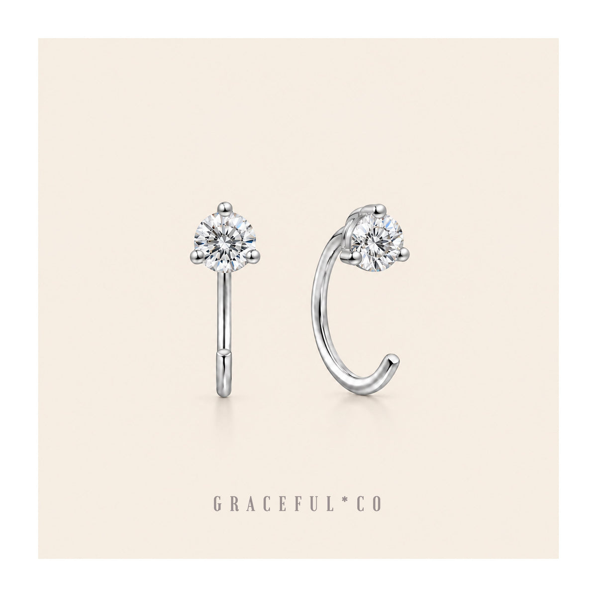 Only Diamond Open Huggie Earrings - Gracefulandco