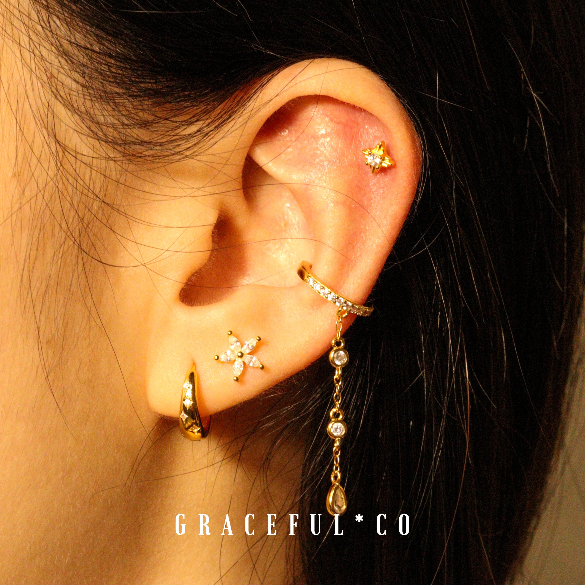 Astral Star Marked Huggie Earrings