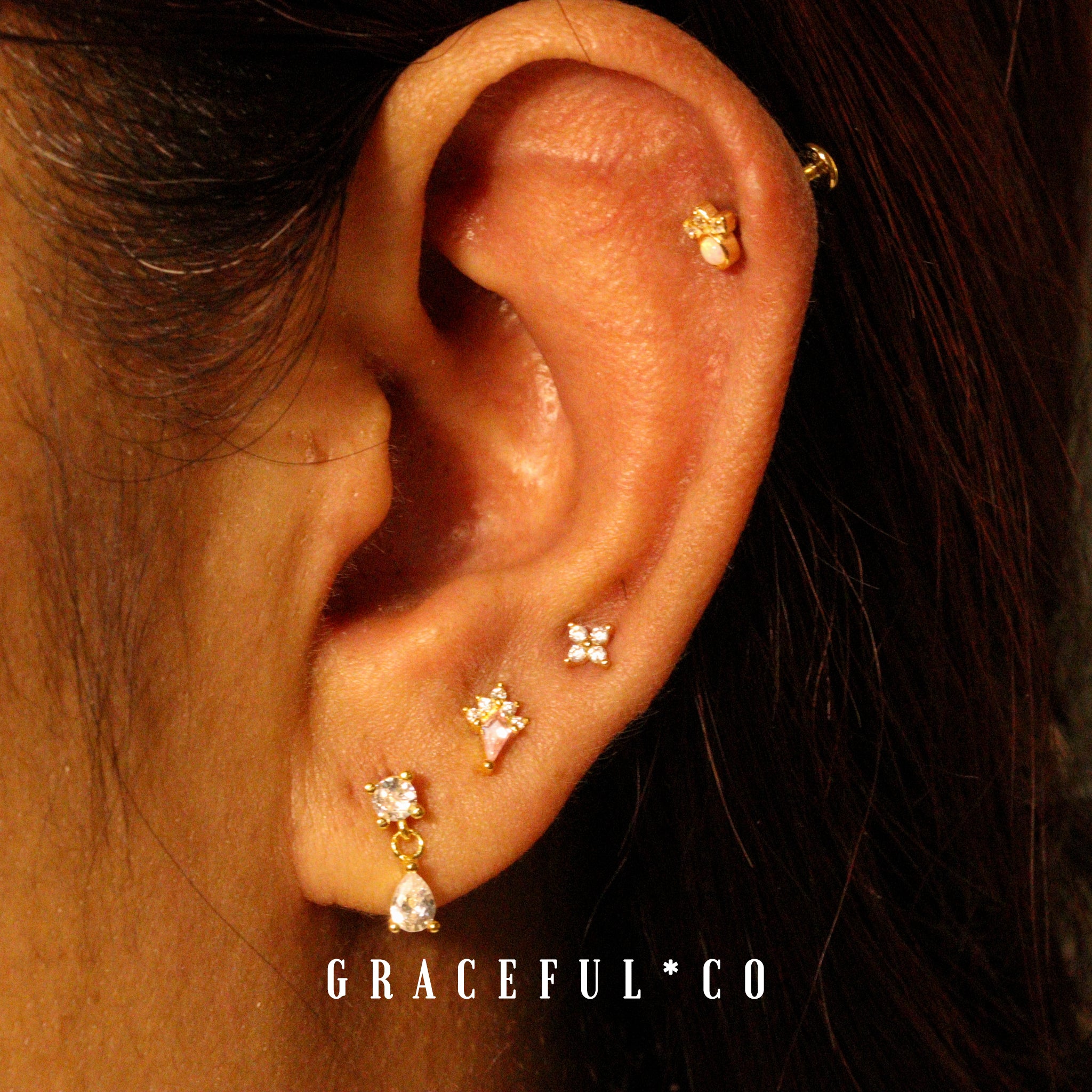 Crystal Drop Cascade Flatback Earrings