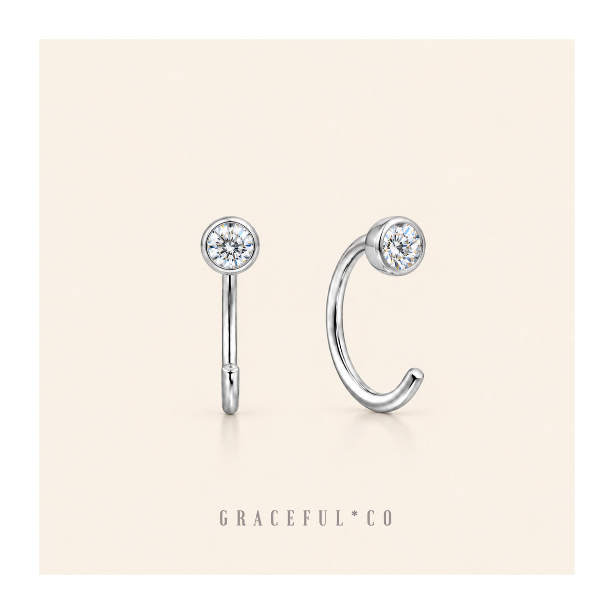Bezel Open Huggie Earrings - Gracefulandco