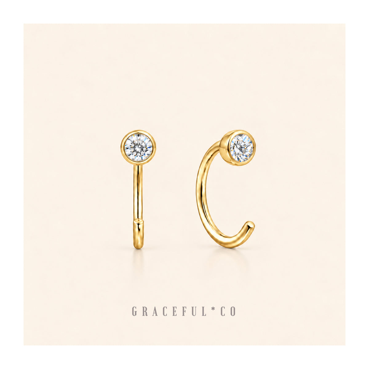 Bezel Open Huggie Earrings - Gracefulandco