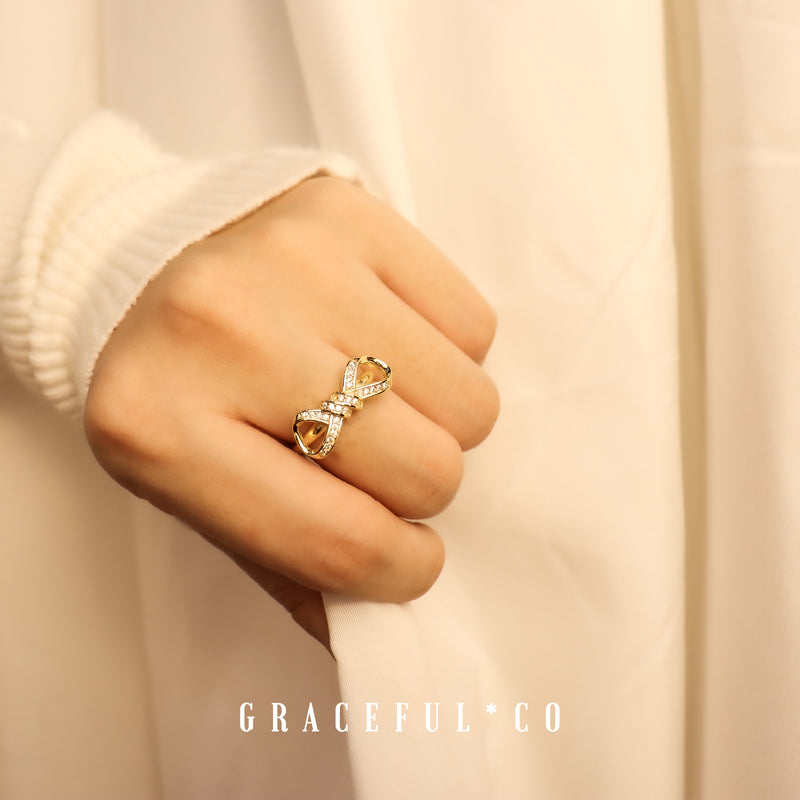 Sparkly Ribbon Pave Ring - Gracefulandco