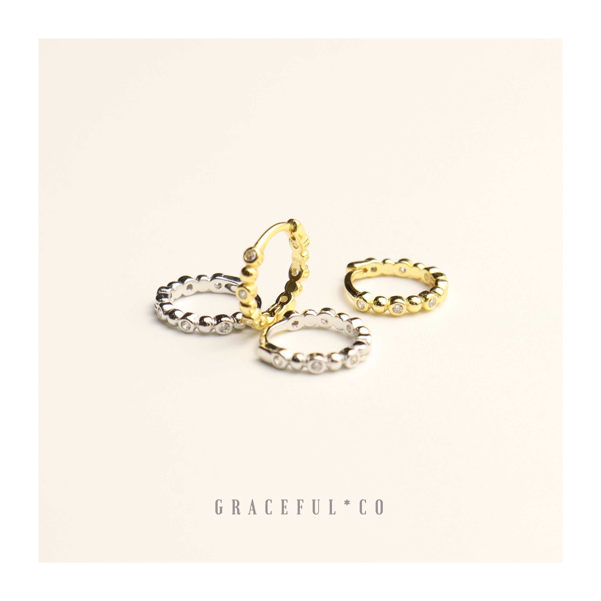 Bezel Ball Huggie Earrings - Gracefulandco