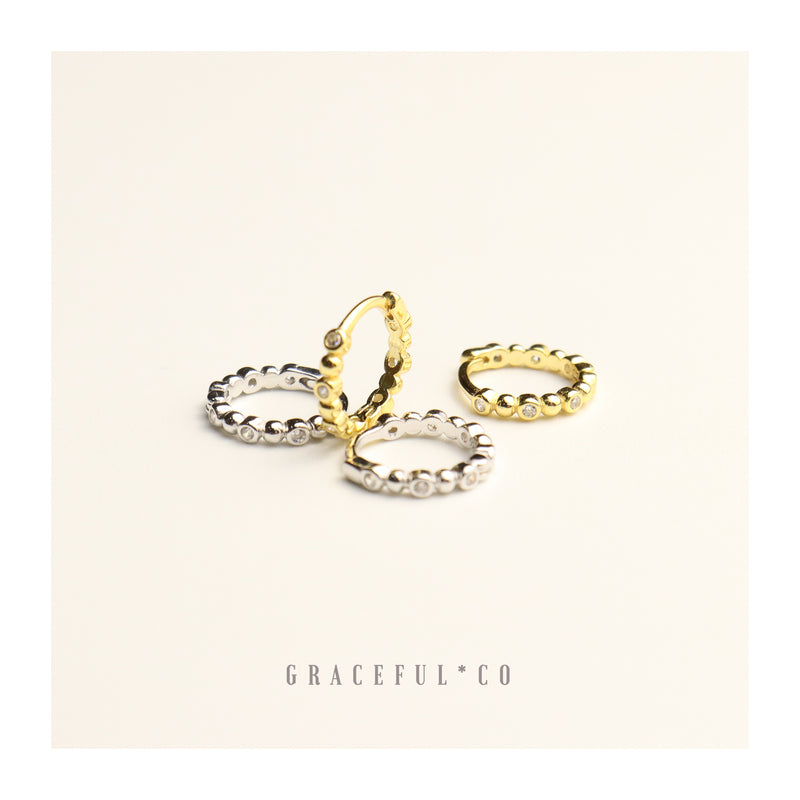 Bezel Ball Huggie Earrings - Gracefulandco