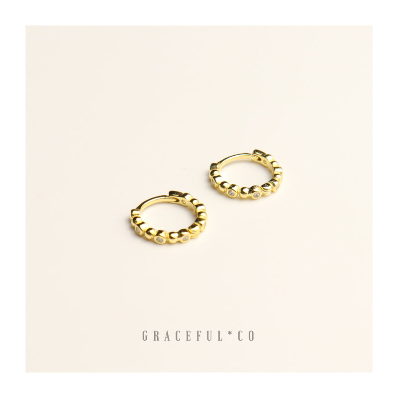 Bezel Ball Huggie Earrings - Gracefulandco