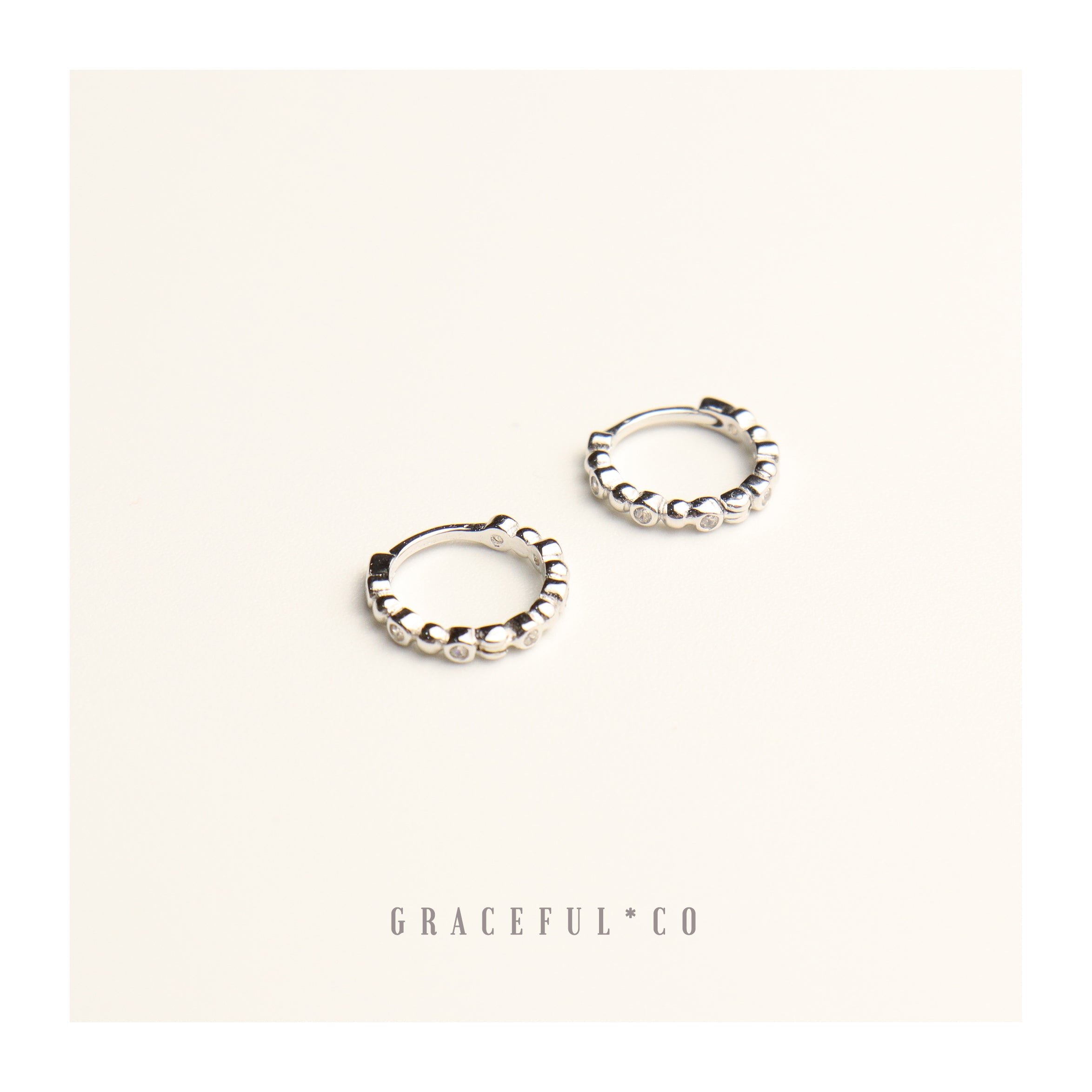 Bezel Ball Huggie Earrings - Gracefulandco