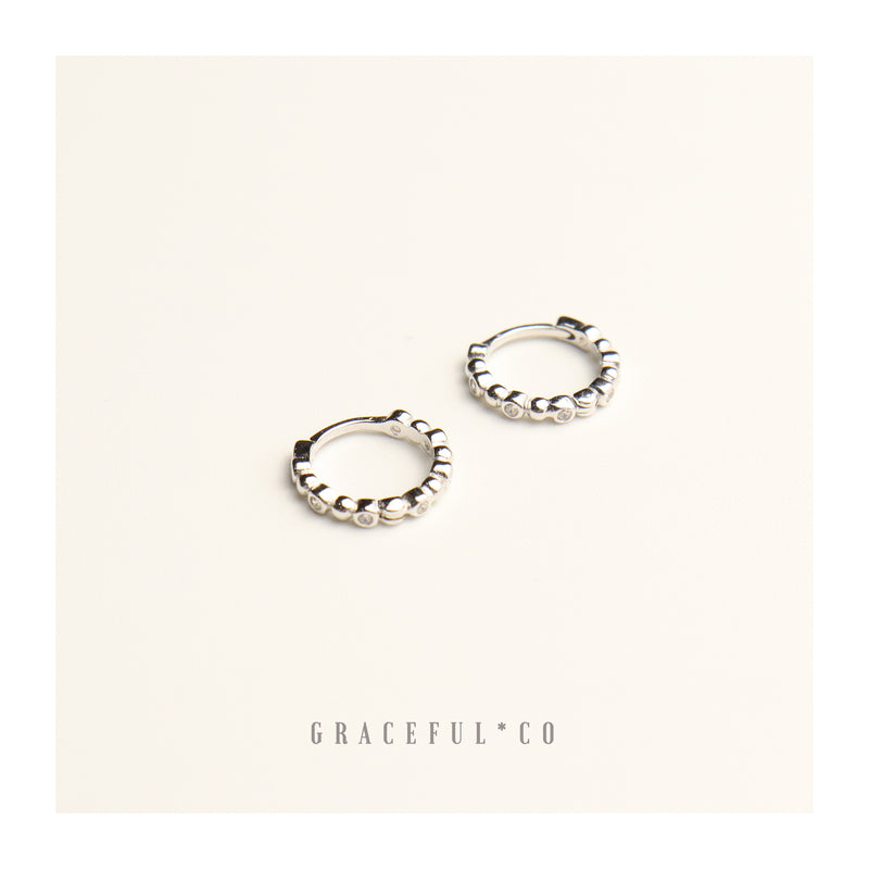 Bezel Ball Huggie Earrings - Gracefulandco