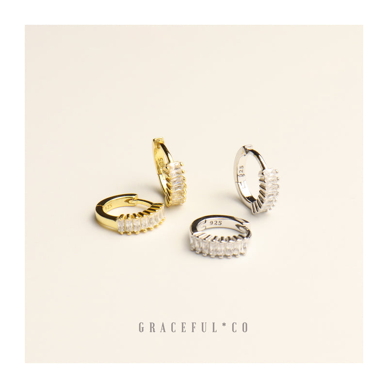 Dazzling Baguette Huggie Earrings - Gracefulandco