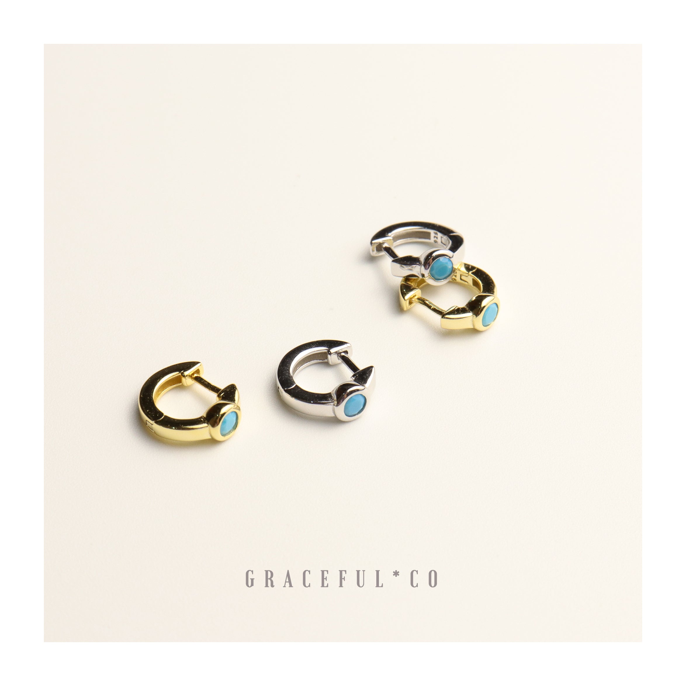 Turquoise Bezel Huggie Earrings - Gracefulandco