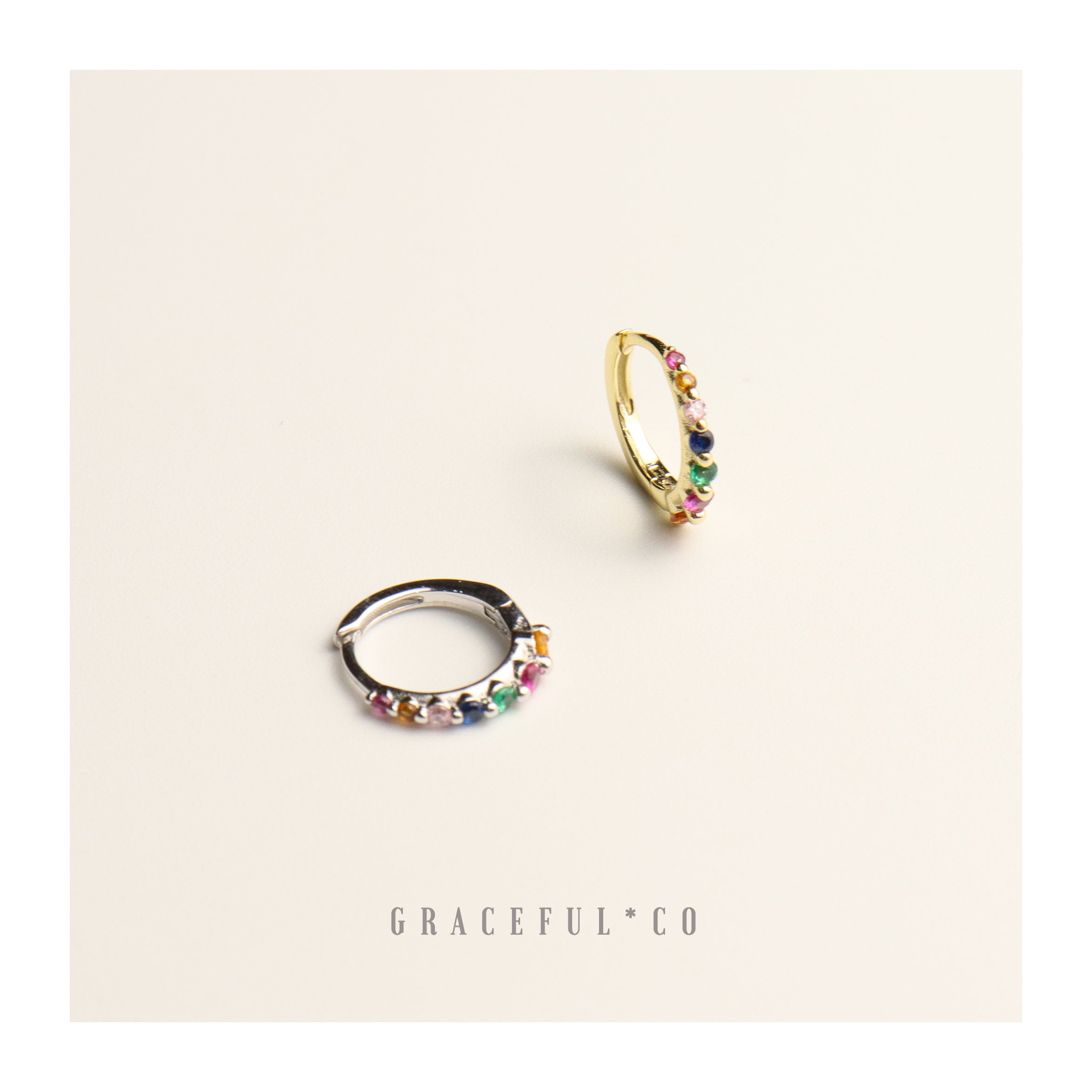 Rainbow Pave Huggie Earrings - Gracefulandco