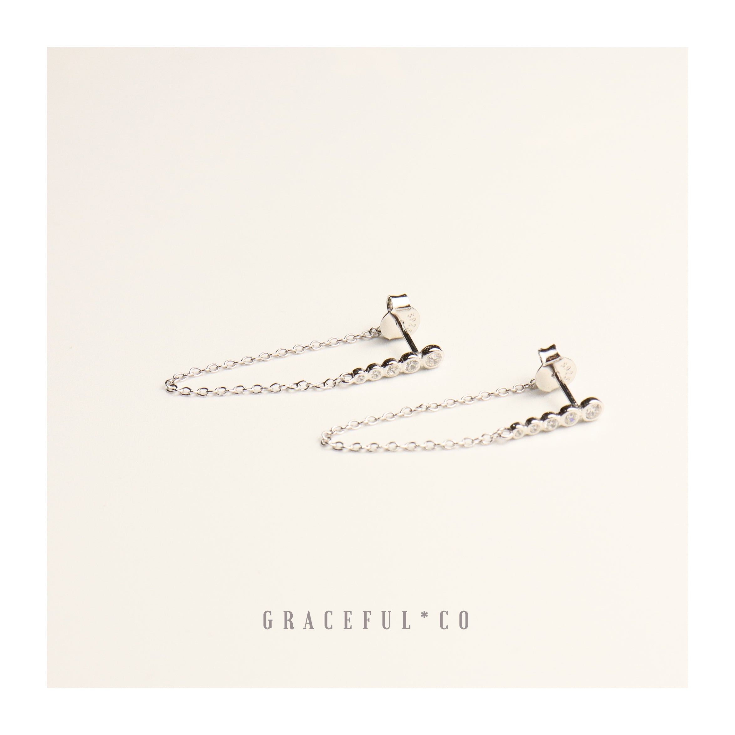 Bezel Bar Chain Stud Earrings - Gracefulandco