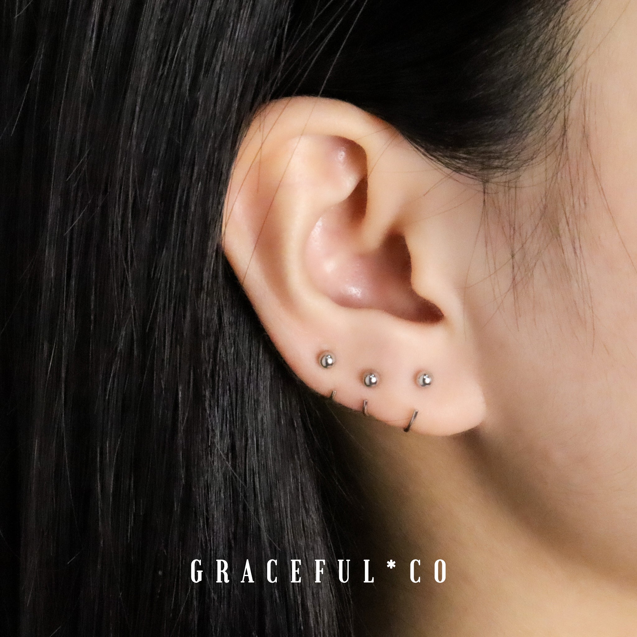 Gracefulandco Small Ball Open Huggie Earrings Gold