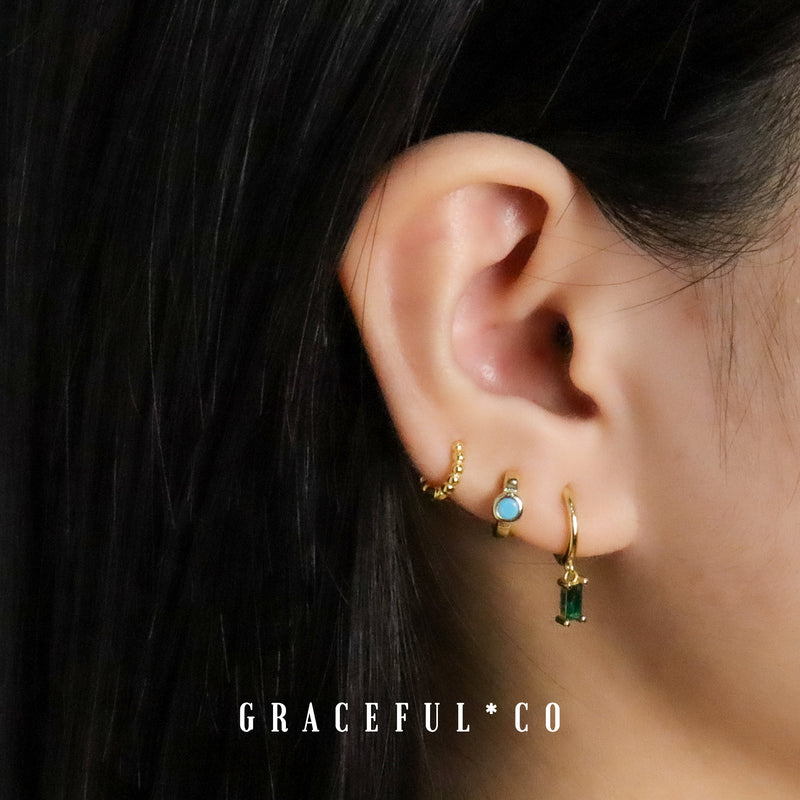 Emerald Green Baguette Hoop Earrings - Gracefulandco